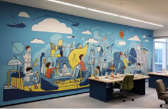 红安办公室墙绘的特点。