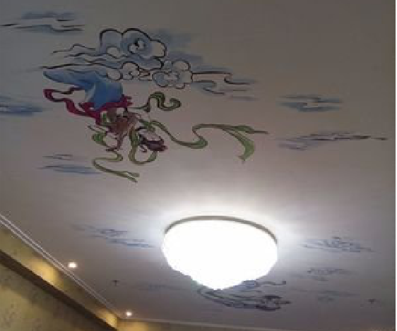 红安如何快速绘制天花板上的手绘墙？