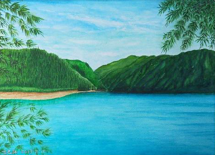 红安在墙绘中，如何绘画绿水青山？