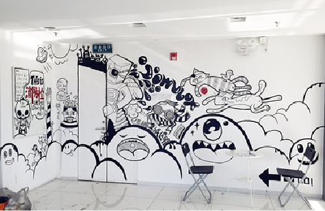 红安手绘墙并非传统涂鸦。